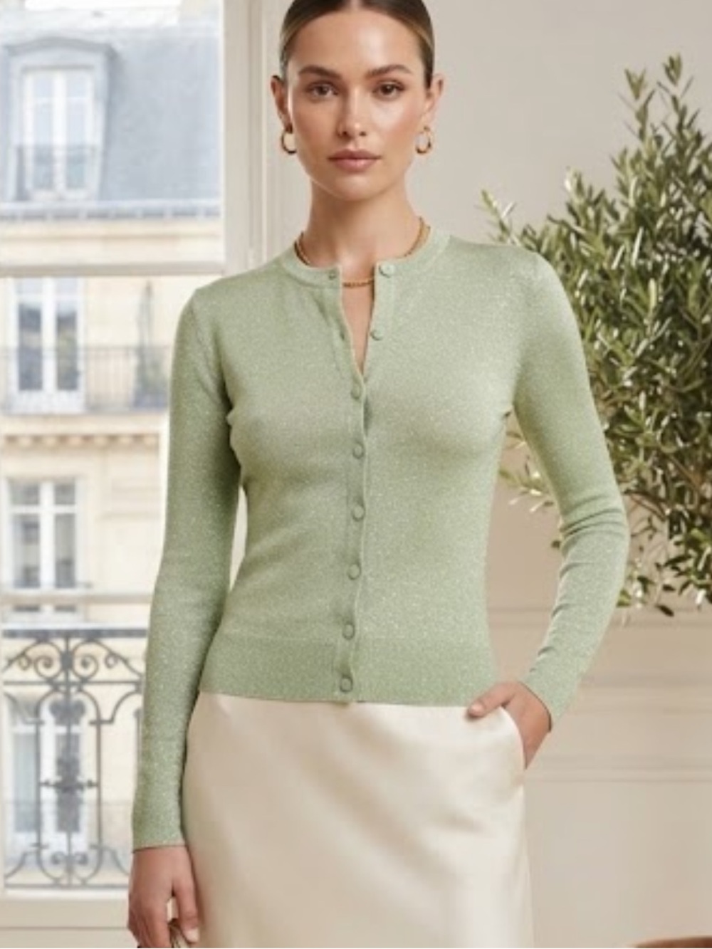 Vintage Oscar de la Renta green button cardigan